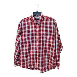 Ivy Crew Classics Red Plaid Cotton Flannel Long Sleeve Button Up Shirt Size XL